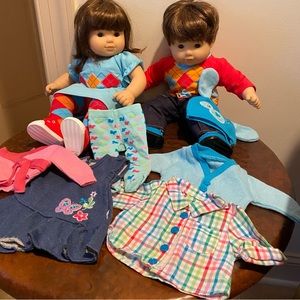 American Girl Bitty Baby Twins. Brunette, Brown Eyes. VGUC. SF, Dog Friendly